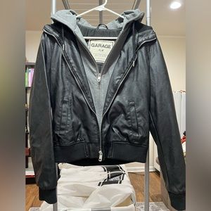 Faux Leather hoodie jacket